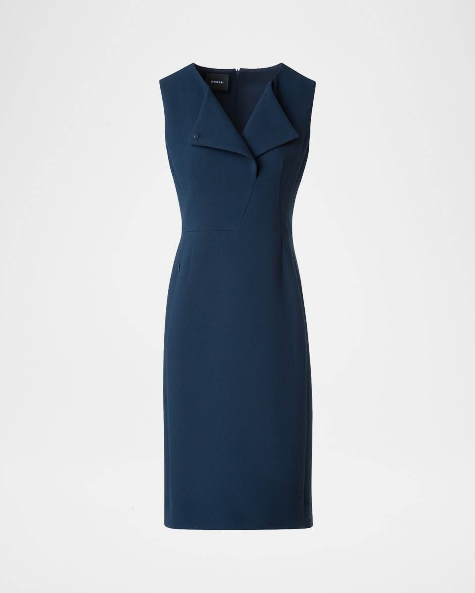 Double-Face Wool Crepe Sheath Dress